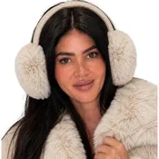 Aspen Knit Faux Fur Earmuffs - Beige