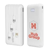 10000mAh Polymer Power Bank with Built-In Charging Cables