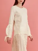 PUFF SLEEVE PULLOVER, CREAM