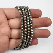 4mm Firepolish Antique Silver Czech 50 Bead Strand