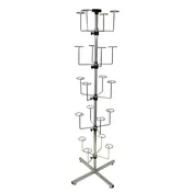 5-Tier Rotating Hat and Cap Display Rack - Chrome Finish