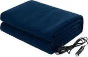 Heated Car Blanket – 12V Electric Travel Blanket for Car, Truck, SUV or RV – Portable Heated Throw for Road Trips, Camping or Winter Emergency Kit for Cold Weather Travel by Stalwart (Navy)