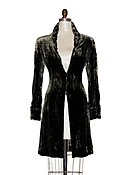 Coat silk velvet avocado green color