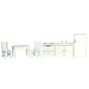 1 Inch Scale 6 pieces White Dollhouse Kitchen Set 00304