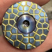 Blue/Gold Caro, Titanium Stem Cap — Blaze Bicycles