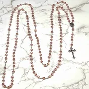 15 Decade Wall Rosary with Pink Crystal Beads