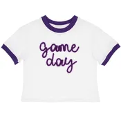 Azarhia Game Day Tinsel Ringer Girls / Kids T-Shirt - White / Purple