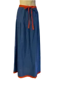 1970s Saks Fifth Avenue Blue & Red Cotton Pleated Maxi Skirt