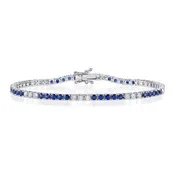 1.25ct Diamond & 2.47ct Blue Sapphire Tennis Bracelet
