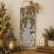 12.5" Galvanized Metal Angel and Peace Christmas Wall Decor