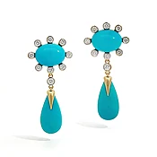 Turquoise and Diamond Drop Earrings