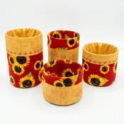 Handmade Sunflower Fabric Storage Basket Set