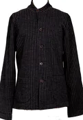 45RPM 45R JAPAN. Navy Wool Striped Mao Collar Knit Jacket
