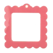 Bag Tag: Small Scallop Square: Pink