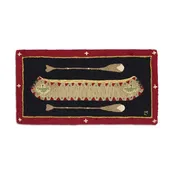 Hooked Wool Native American Longboat Canoe Accent Rug