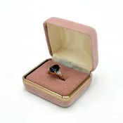 14k Yellow Gold Oval Cut Red Garnet w/ Melee Diamonds Ring