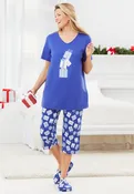 Matching Capri PJ Set & Slipper, Ultra Blue Presents