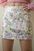 Floral Sequin Holiday Mini Skirt