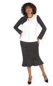 Black & White Crystal Contrast Suit - 7253