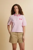 Damen Crop-Fit Poloshirt aus Piqué mit Maxi-Logo - Clementina