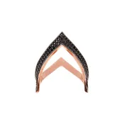 Black Hera Silver V Shaped Stackable Ring in Rose Gold