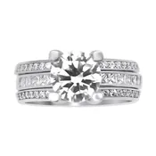 2-Piece Round CZ Engagement & Wedding Ring Set in Sterling Silver