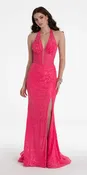 Beaded Stretch Lace Halter Corset Column Dress