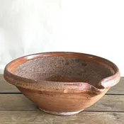 Antique French Terracotta Tian Cream Separating Bowl #398