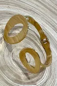 AB Abstract Cut Out Ovals Hinge Bracelet- Gold SS