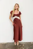 BP Satin Lace Detail SS Midi Dress