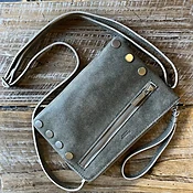 Grey Leather Crossbody Pouch Bag — A Pied Shoe Boutique