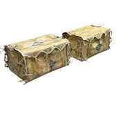 A Matching Pair of Antique Plains Indian Painted Parfleche Lidded Boxes, Late 19th - Early 20th Century — Wolf Hall Antiques
