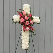 Carnation Cross with Floral Accent