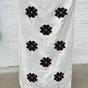 Flora Navy & Gold Heavyweight Throw Flower Blanket by Sundream