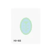 Blue & Green Block Print Flower B - Oval