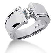 1.00 ct Bar Set Solitaire Diamond Men's Ring