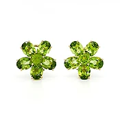 Oval and Round Peridot Flower Earrings