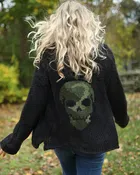 CAMO SKULL BACK CARDI CHUNKY