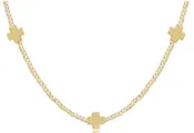 15" Choker Beaded - Signature Cross 2mm Gold