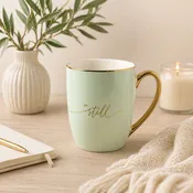 Ceramic Mug – Be Still & Know (Mint/Gold)
