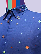Cotton Shirt with Night Sky Embroidery
