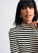 3/4 Sleeve Turtleneck Rib Top