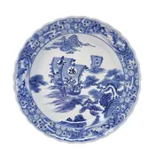 Antique Japanese Blue & White Porcelain Imari Charger