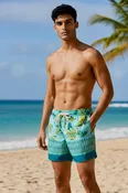 Aquamarine Tiki Beach Short