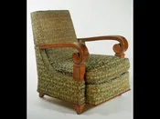 Attributed to Pierre Lardin pair of club chairs (#1503) — Calderwood Gallery is a world class resource for original French Art Deco furniture. Works by Maurice Dufrene, Jacques Adnet, Ruhlmann, Jallot, Follot, Arbus, Leleu, Dominuque, Subes, Sue et Mare. Art Nouveau, decorative arts, iron works.