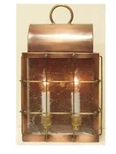 Abraham wall lantern. With bar Seedy Glass handmade in USA.