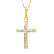 1/10 CT. T.W. Diamond Cross Pendant in 10K Gold