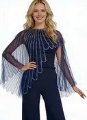 BEST SELLER! Handcrafted Jeweled Poncho Navy — Talk of The Walk