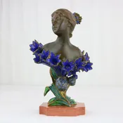 Henri Godet (French, 1863-1937) Bronze / Enamel Sculpture Art Nouveau, Bust RARE Lee Dowdy Antiques