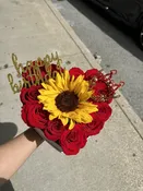Small Sunflower And Roses Heart Box — Vanelys Flowers and Gifts
